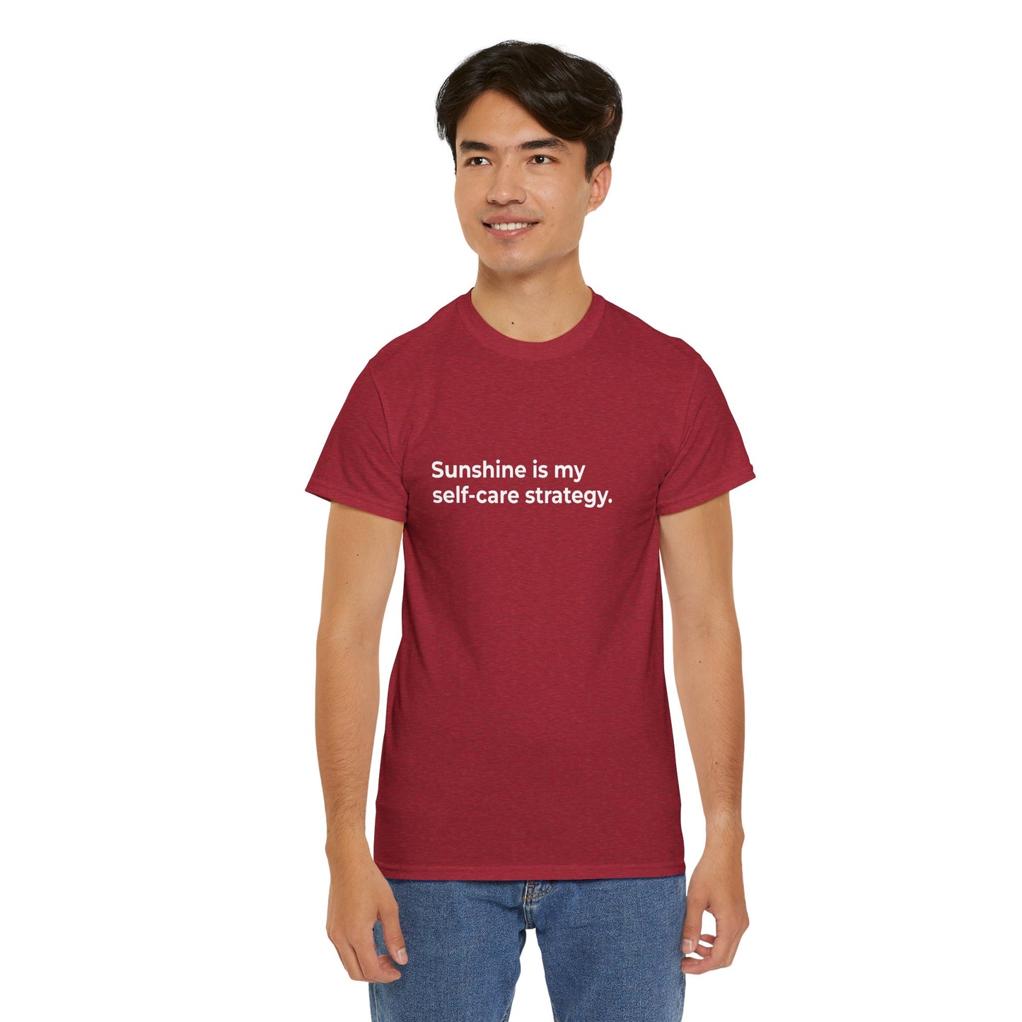Sunshine is my Self-Care Strategy Unisex Heavy Cotton Tee - Empowering Self-Care Message Shirt