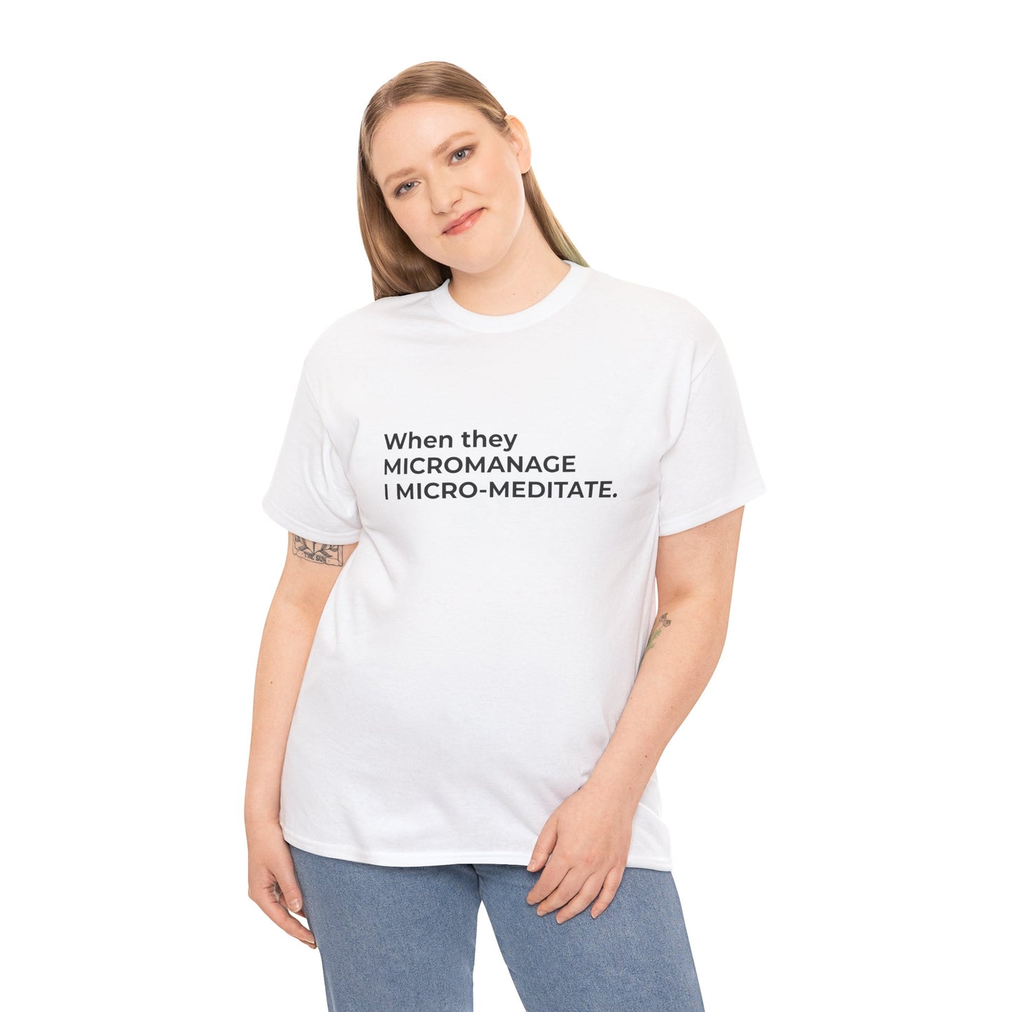 Federal Workforce Wellness Meditate Unisex Cotton Tee - Empowering Mental Resilience Message Shirt